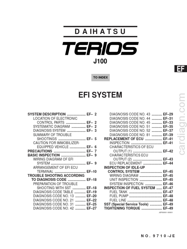 Daihatsu EFI System Overview and Diagnostics | PDF | Throttle | Fuel ...