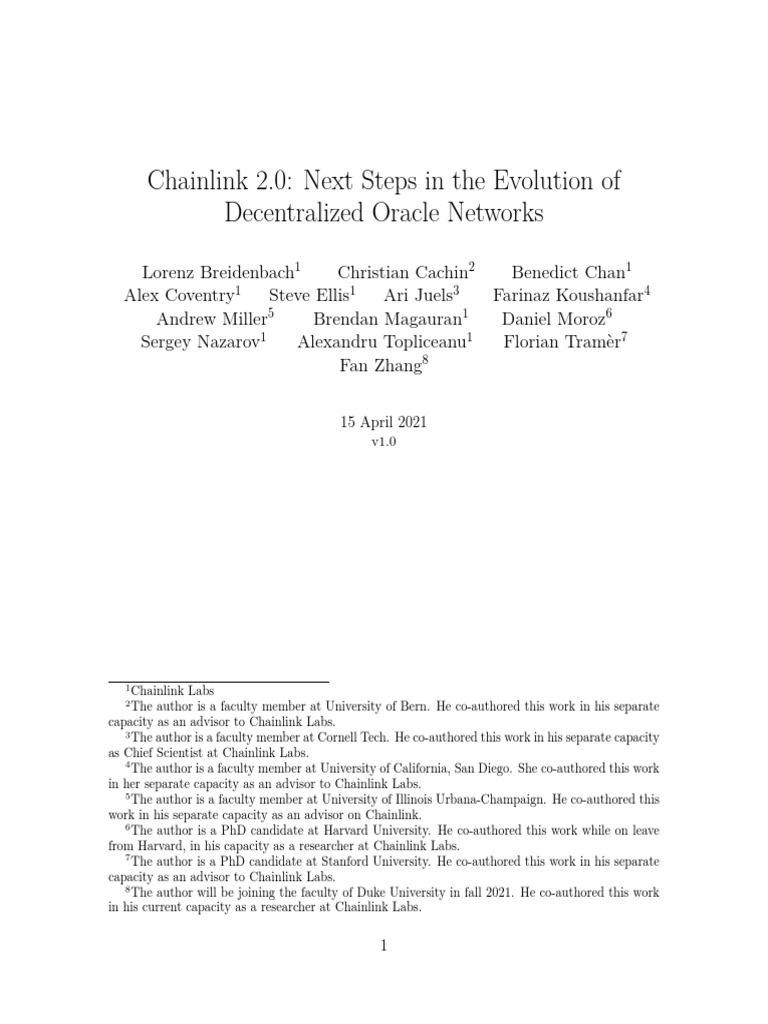 Chainlink 2.0: Next Steps in The Evolution of Decentralized Oracle ...