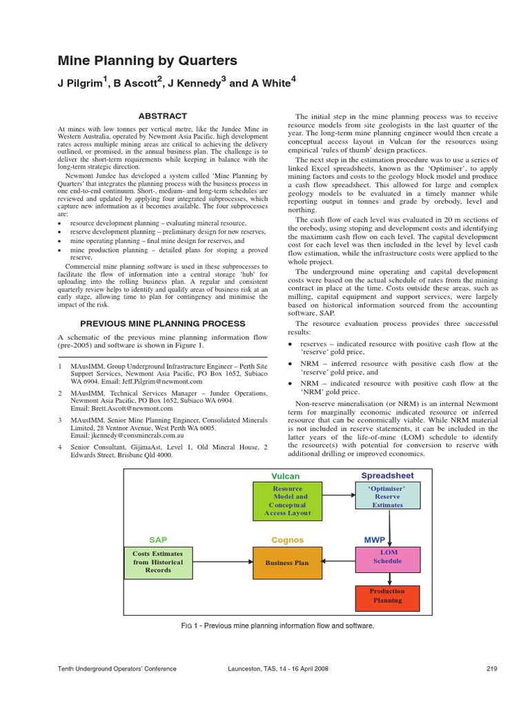 Quarterly Mine Planning System | PDF | Mining | Reliability Engineering