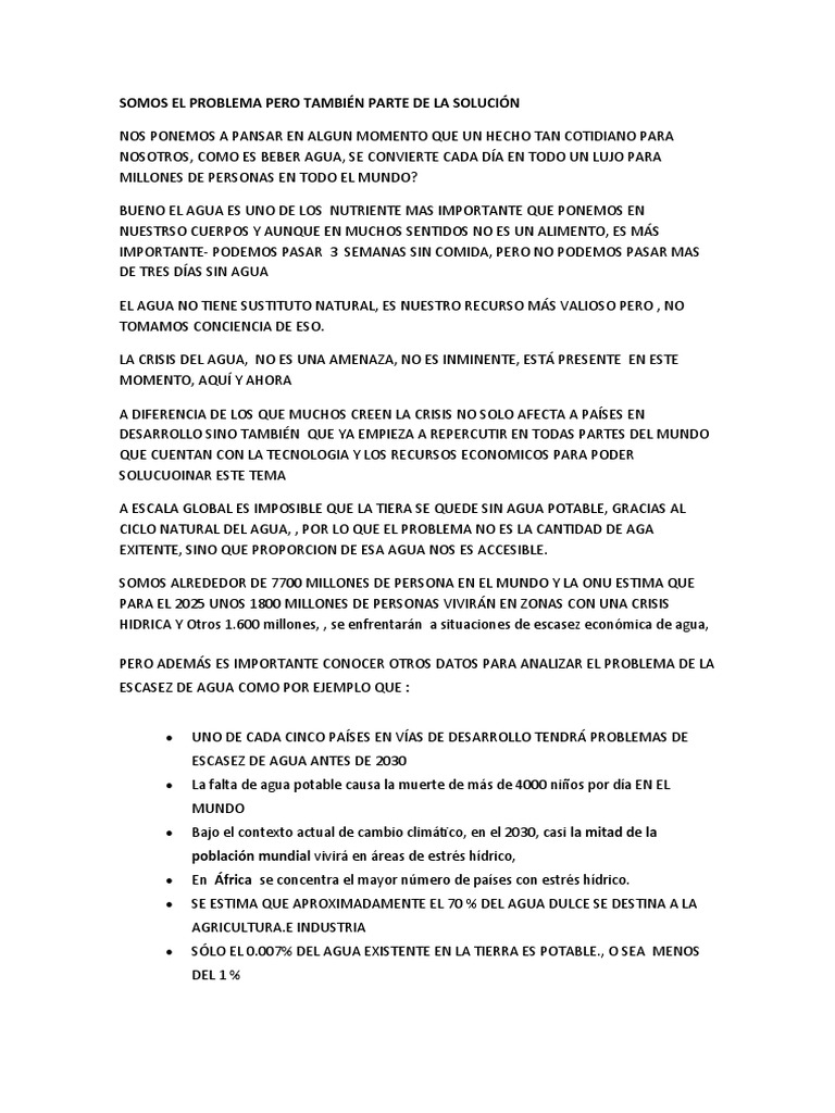 Crisis del Agua: Retos y Soluciones | PDF | Escasez de agua | Agua
