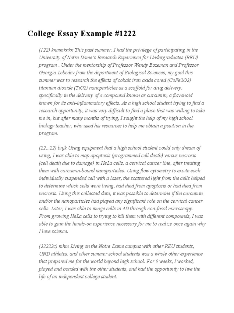 College Essay Example 22 PDF Apoptosis Chemistry