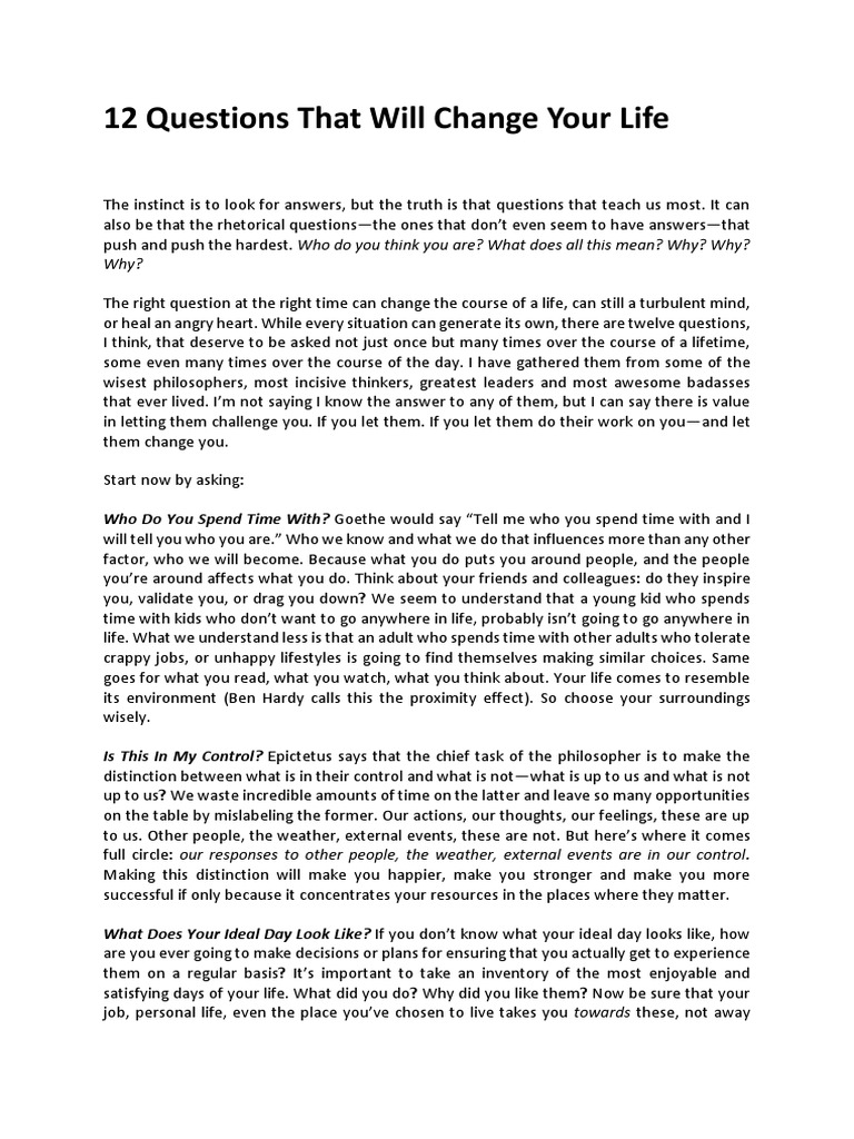 Transformative Questions for Life Change PDF