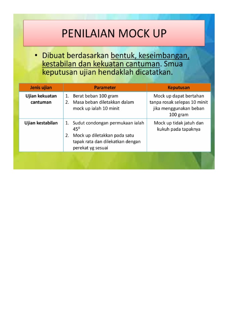 RBT Tingkatan 1 - Bab 3 (Pembinaan Mock Up Atau Model) | PDF
