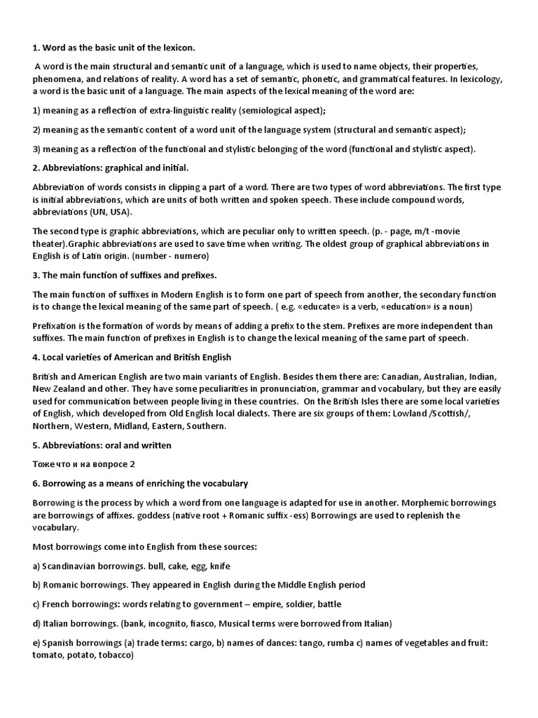 Understanding English Lexicology and Word Formation | PDF | English ...