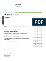 Cambridge Lower Secondary Progression T Est Mathematics Paper 1 Stage 7