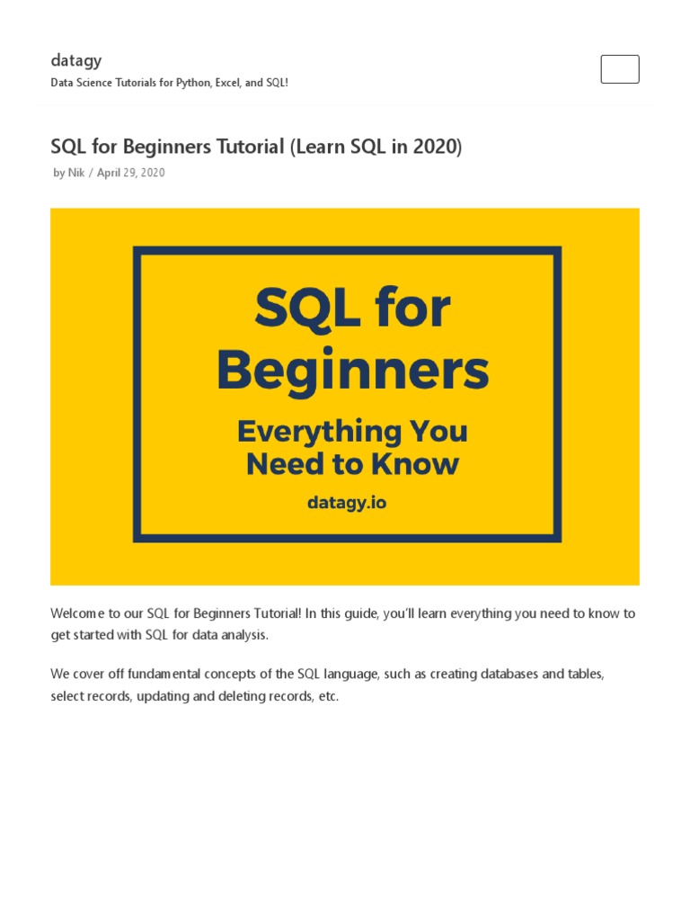 SQL Basics for Beginners | PDF | Sql | Table (Database)