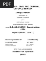 Adultery: Civil and Criminal Offence in India: B.A.LLB. (HONS) - Examination-2010