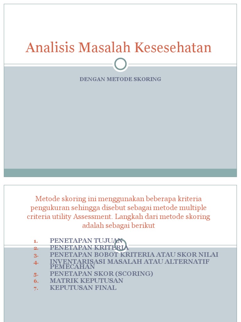 Metode Skoring dalam Analisis Kesehatan | PDF | Pengembangan Diri ...