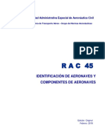 RAC 45 - Identificación de Aeronaves y Componentes de Aeronaves