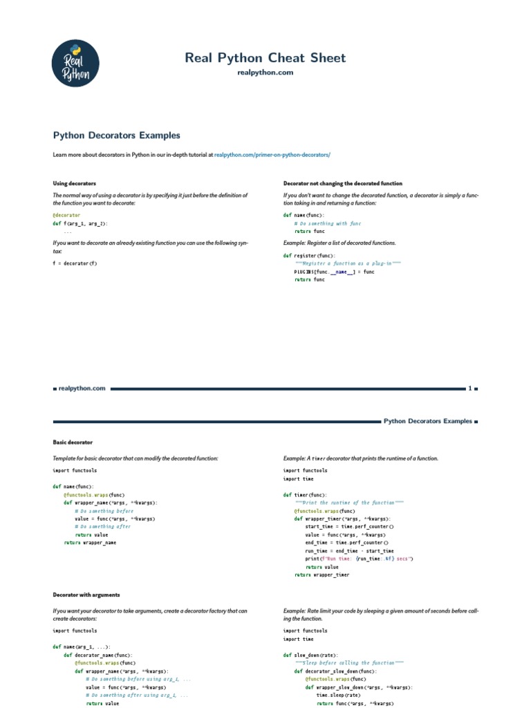 Real Python Cheat Sheet | PDF | Runtime System | Subroutine