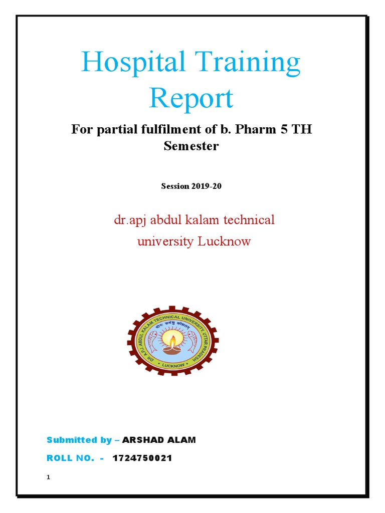 Hospital Training Report for B.Pharm Students | PDF | First Aid ...