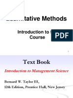 Quantitative Methods: Introduction To The Course