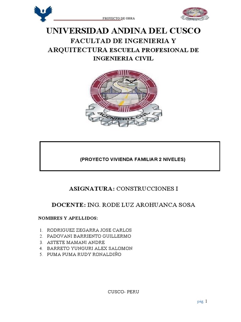 Proyecto de Vivienda Familiar en Cusco | PDF | Fundación (Ingeniería ...