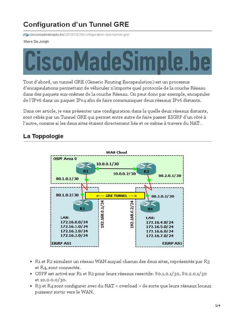 Ciscomadesimple - Be-Configuration Dun Tunnel GRE | PDF | Adresse IP ...