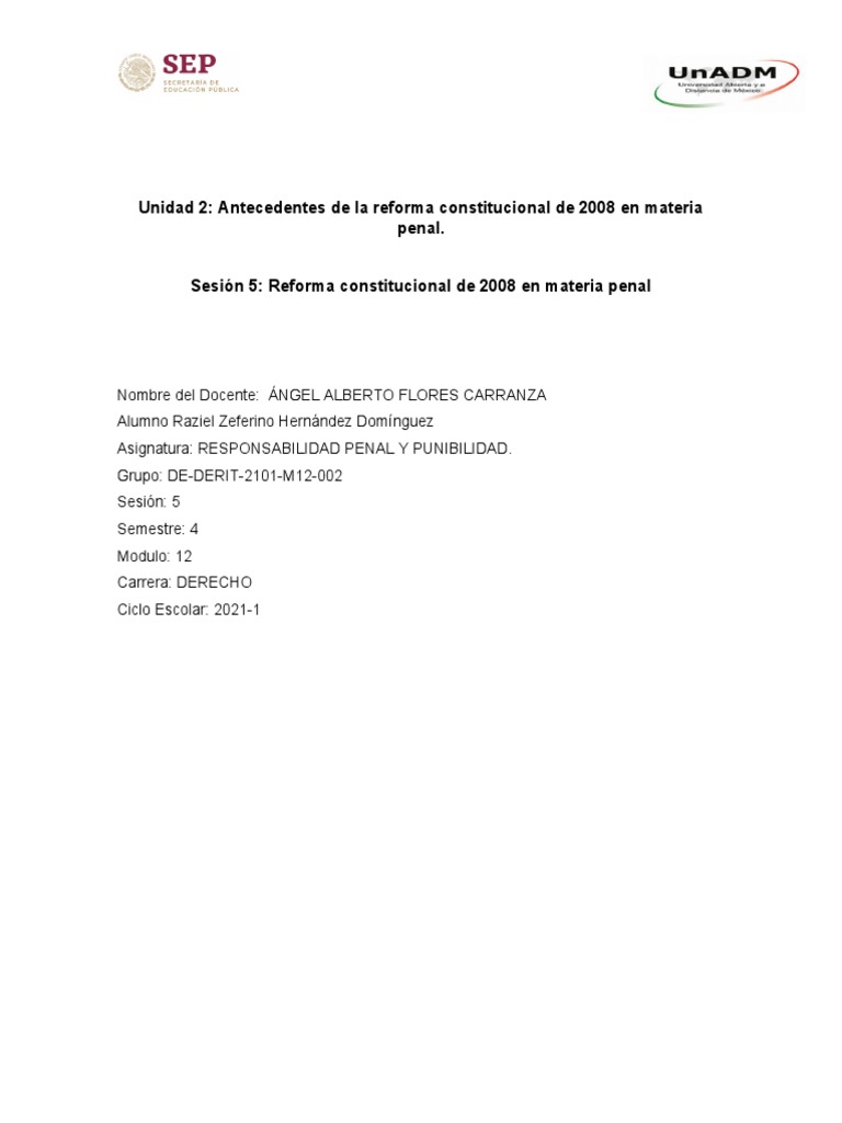 Reforma Penal 2008 en México: Análisis y Contexto | PDF | Derecho penal ...