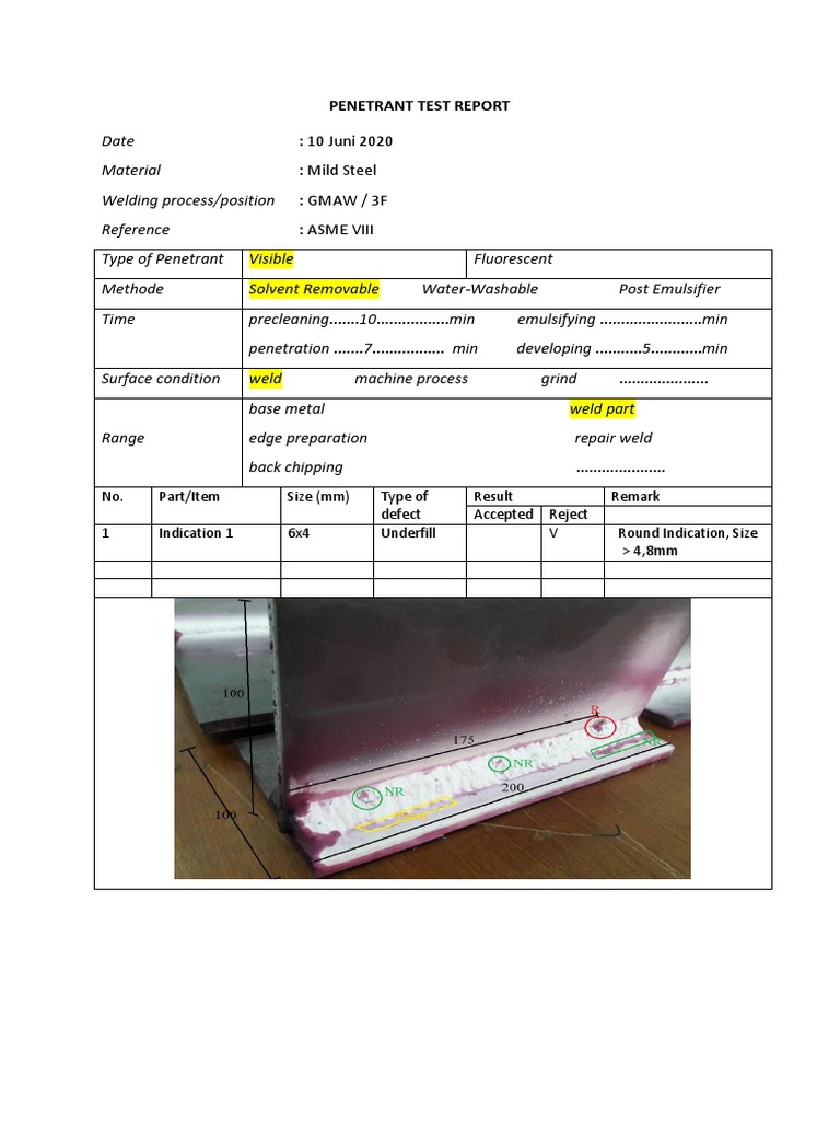 Penetrant Test Report - June 2020 | PDF | Home & Garden | Technology ...
