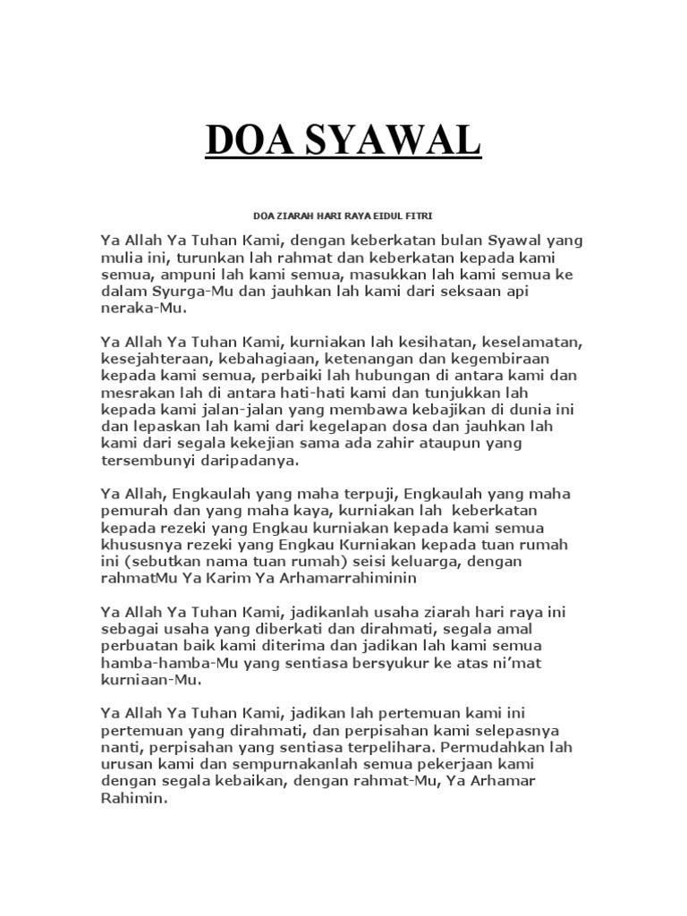 Doa Marhaban Syawal