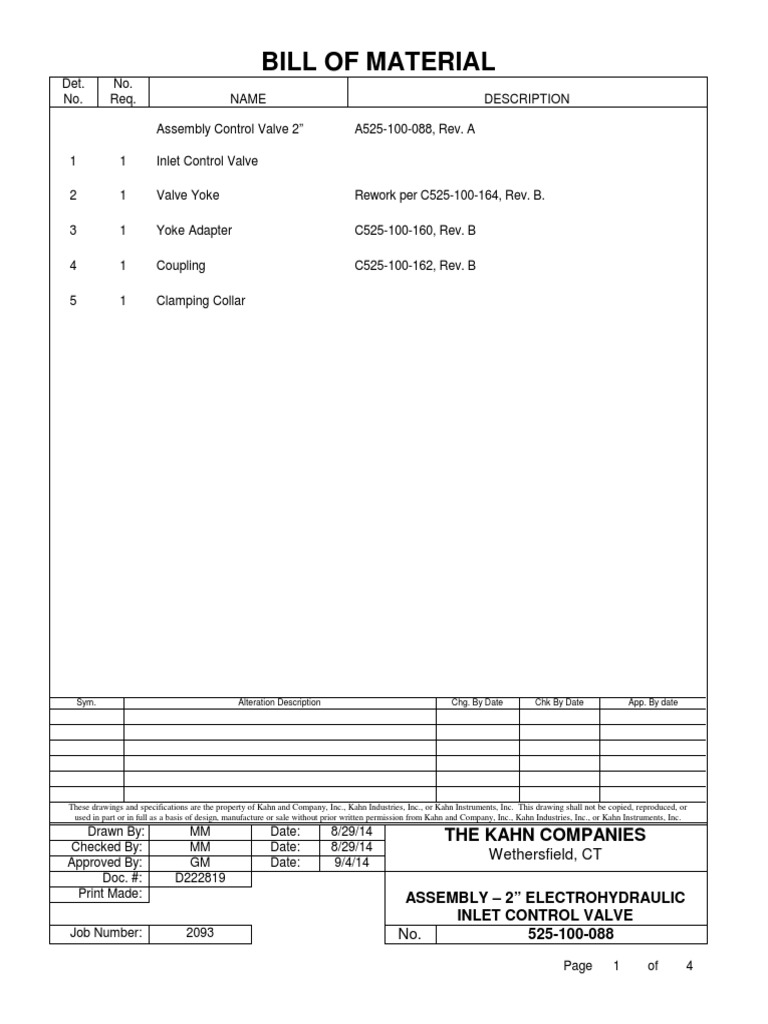 Bill of Material: The Kahn Companies | PDF | Mechanical Engineering ...