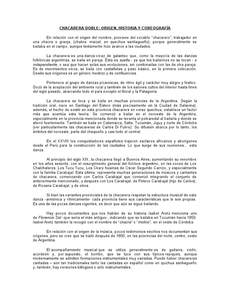 Chacarera Doble: Historia y Coreografía | PDF | Las artes escénicas ...