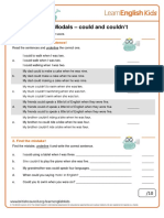 Grammar Test - Modals - Could and Couldn't: 1. Choose The Correct Sentence!