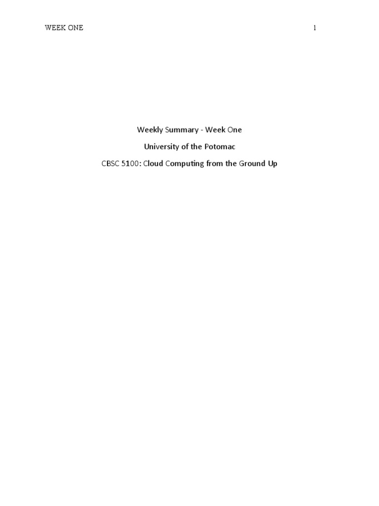 Week One Summary: AWS Introduction | PDF