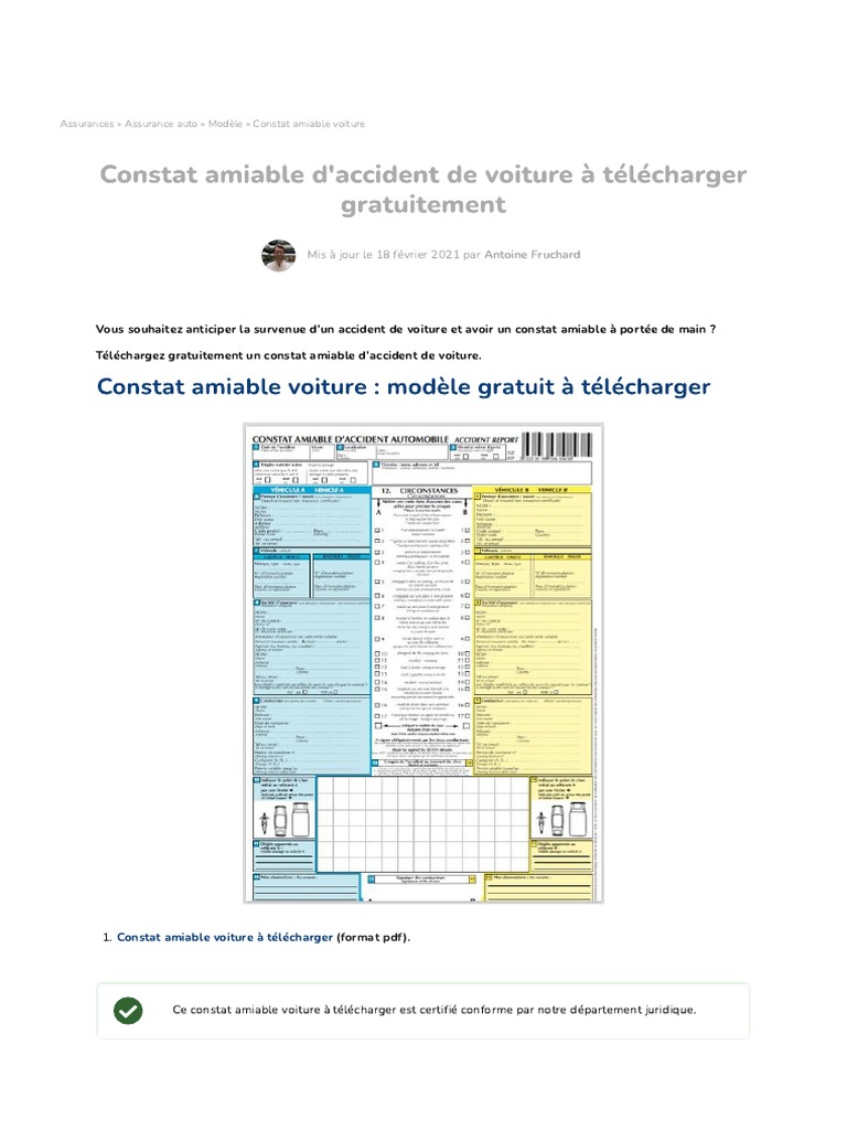 Constat amiable voiture [PDF gratuit à télécharger]