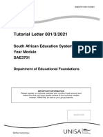 Tutorial Letter 001/3/2021: South African Education System Year Module SAE3701