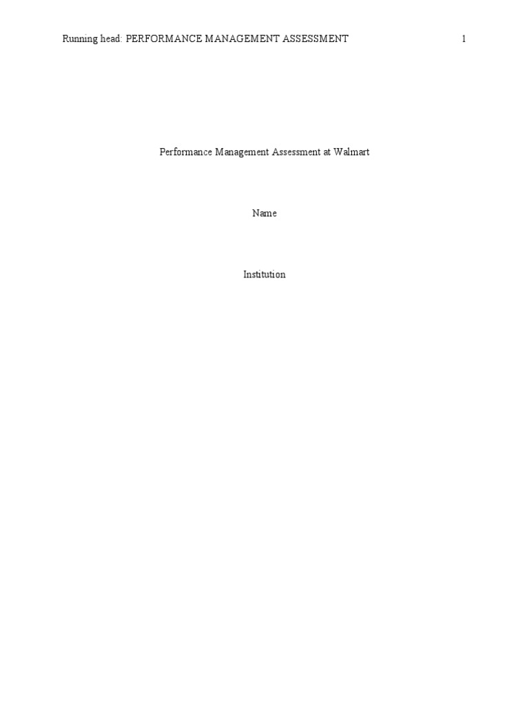 Performance Management Assessment at Wal PDF Performance Appraisal