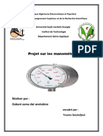 Projet Sur Les Manométre: Réaliser Par: Gabani Asma Dat Anetakine