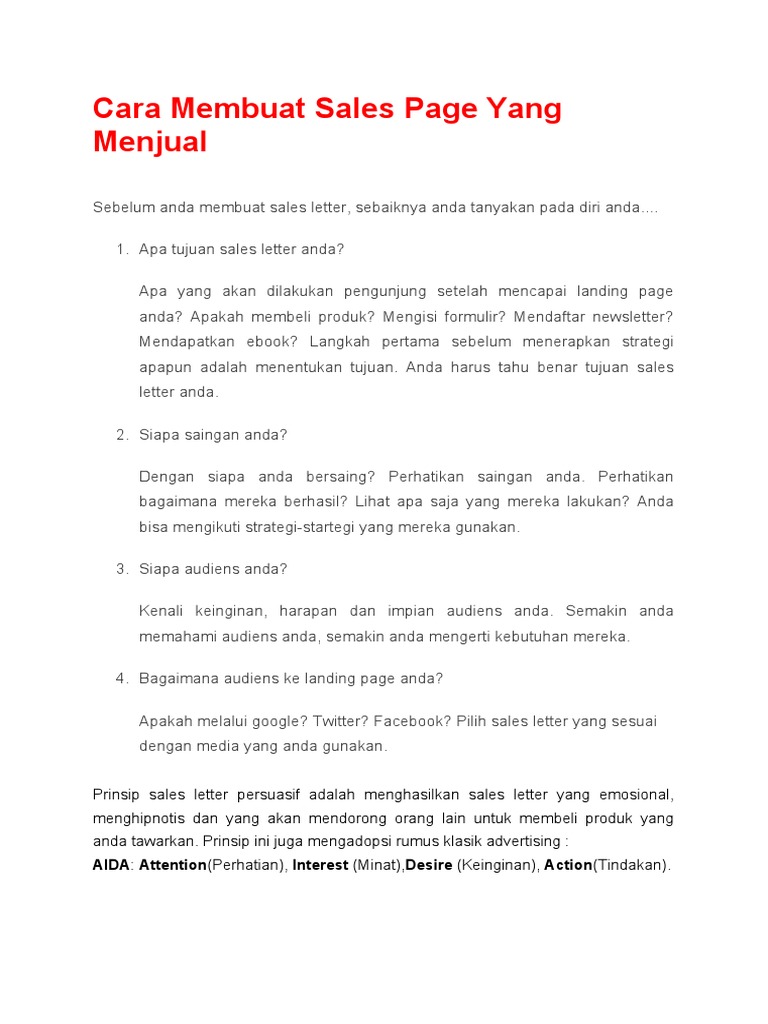 Cara Membuat Sales Page Yang Menjual | PDF