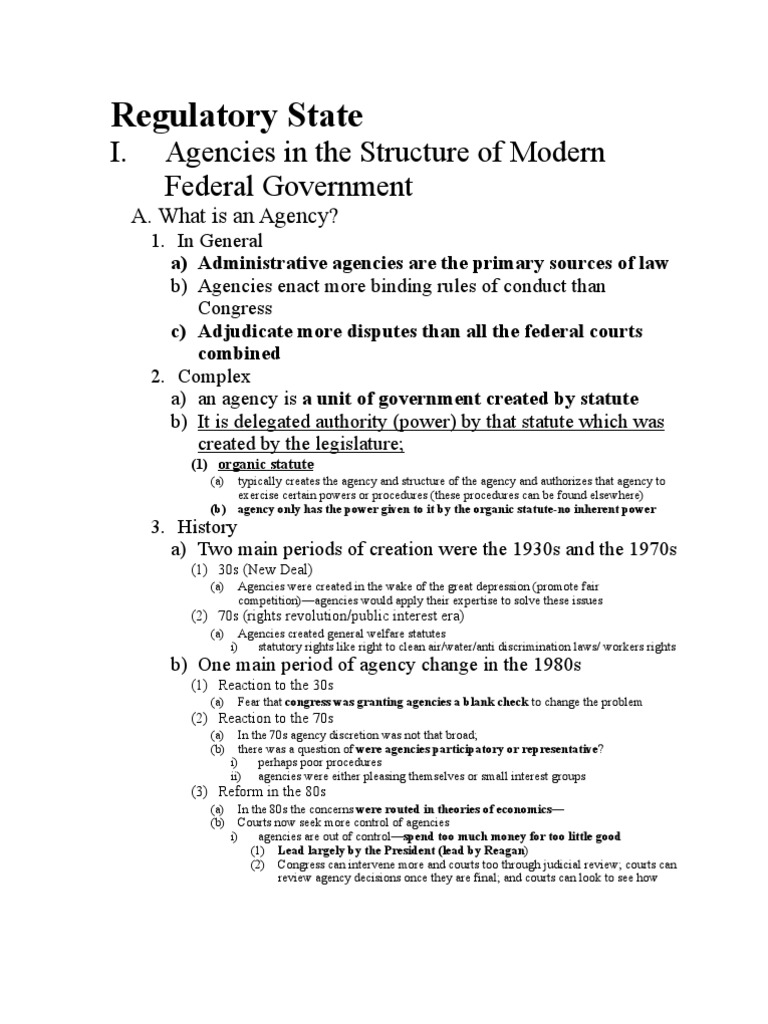 Regulatory State Final Outline PDF Committee Independent Agencies