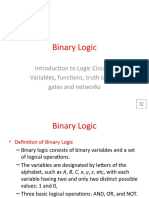 Binary Logic: Introduction To Logic Circuits: Variables, Functions, Truth Tables, Gates and Networks