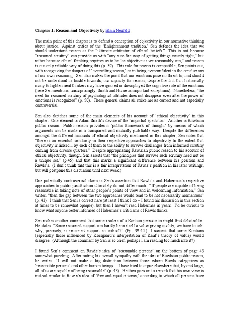 The Idea of Justice Summary PDF John Rawls Justice