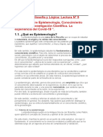 Lectura 5 Filosofía y Lógica (1) "Relación Entre Epistemología, Conocimiento Científico e Investigación Científica. La Experiencia Del Covid-19 "