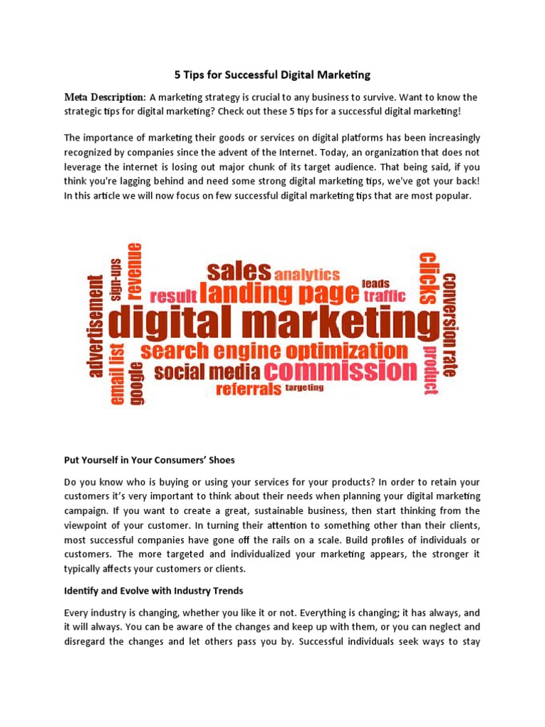 5 Essential Digital Marketing Tips | PDF | Digital Marketing | Social Media