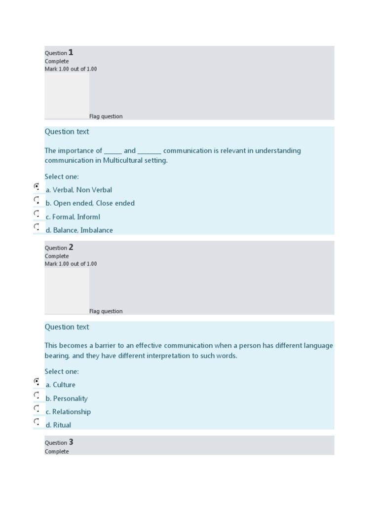 Question Text: Complete Mark 1.00 Out of 1.00 | PDF | Question ...