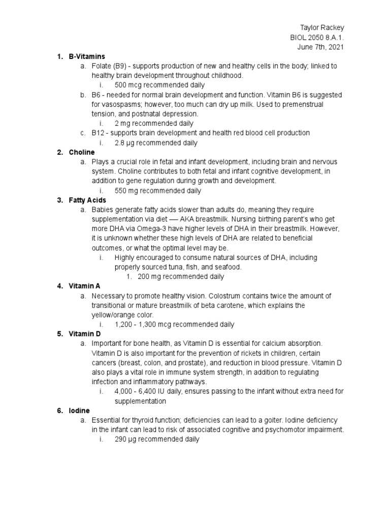 Biol 2050 8 PDF Vitamin D Breast Milk