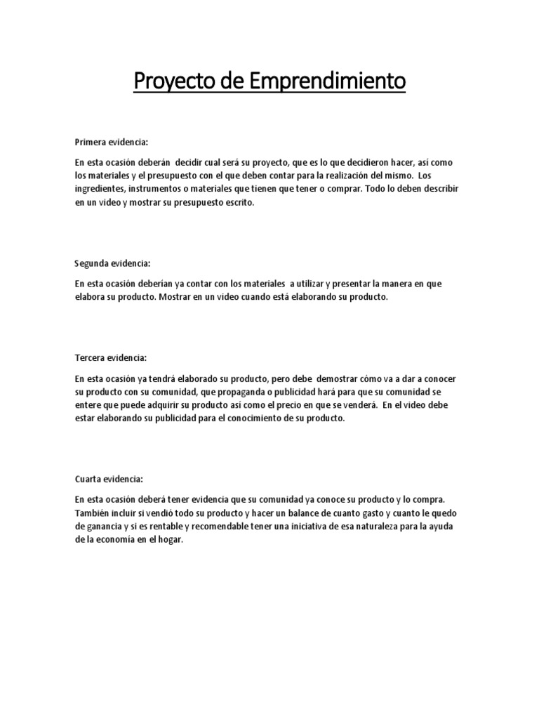 Proyecto de Emprendimiento | PDF | Negocios