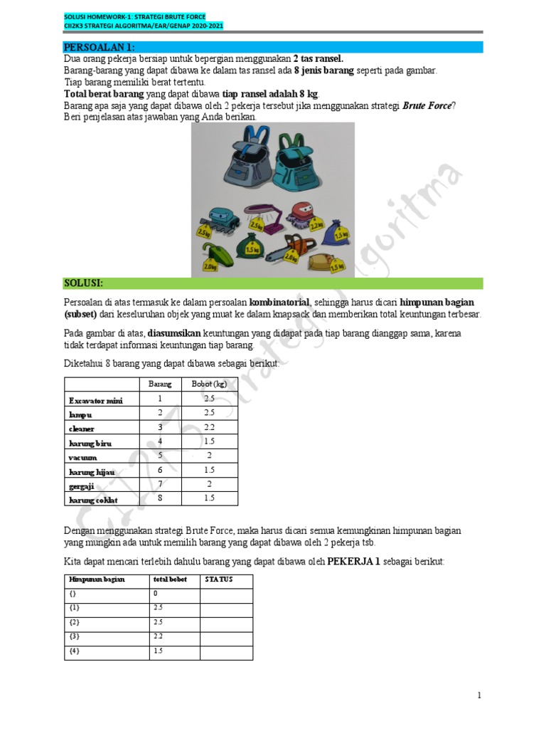 Optimasi Brute Force untuk Knapsack dan Rute Terpendek | PDF | Metode ...