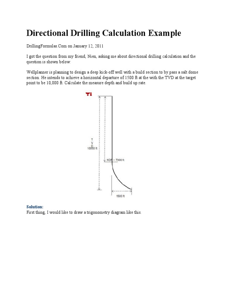 StepbyStep Solution to a Directional Drilling Calculation Example