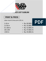 Price List Sublim Velcrone