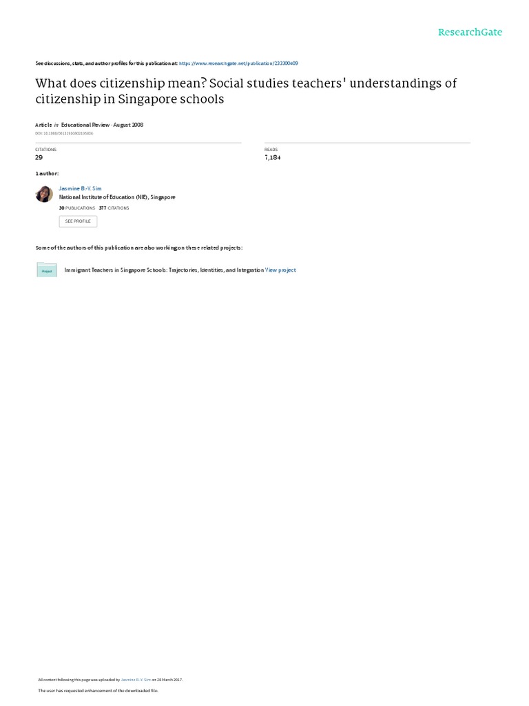 What Does Citizenship Mean? Social Studies Teachers' Understandings of