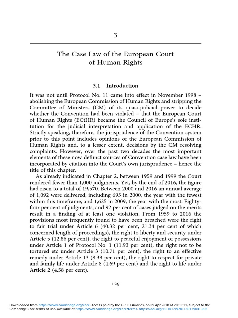 European Court of Human Rights Case Law | PDF | European Convention On ...
