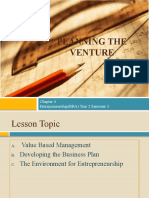 Planning The Venture: Entrepreneurship (BBA) Year 2 Semester 3