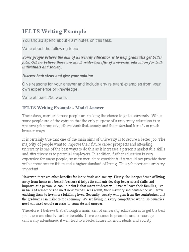 IELTS Writing Example - Model Answer | PDF | Career & Growth | Social ...