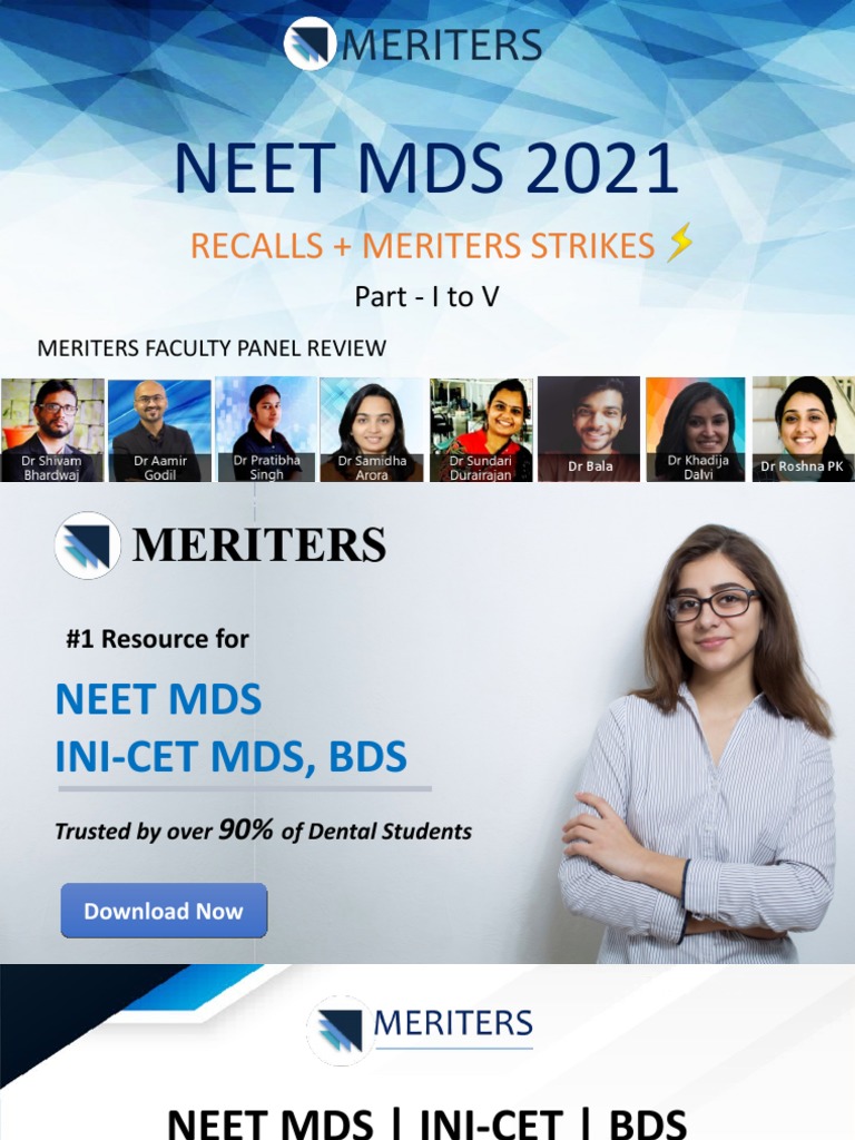 NEET MDS 2021 Part 1 Recalls, Analysis, Question Paper and