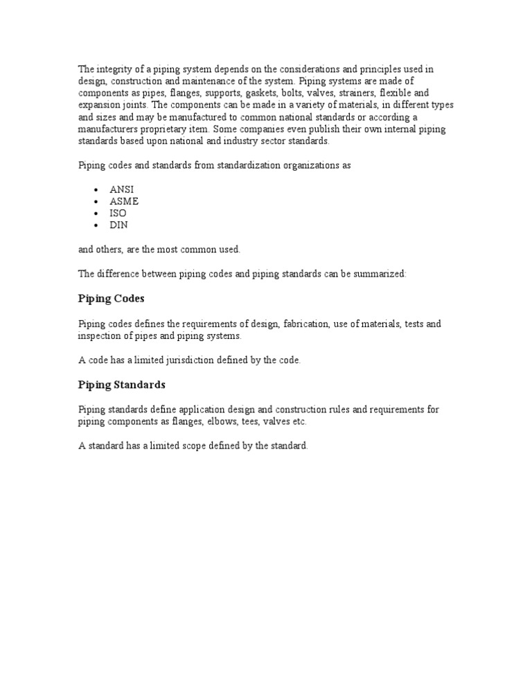 Piping Codes vs. Standards Explained | PDF | Pipe (Fluid Conveyance ...