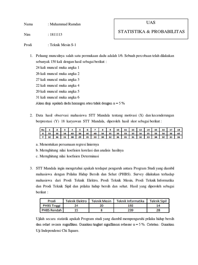 Analisis Statistika Teknik Mesin dan Elektro | PDF