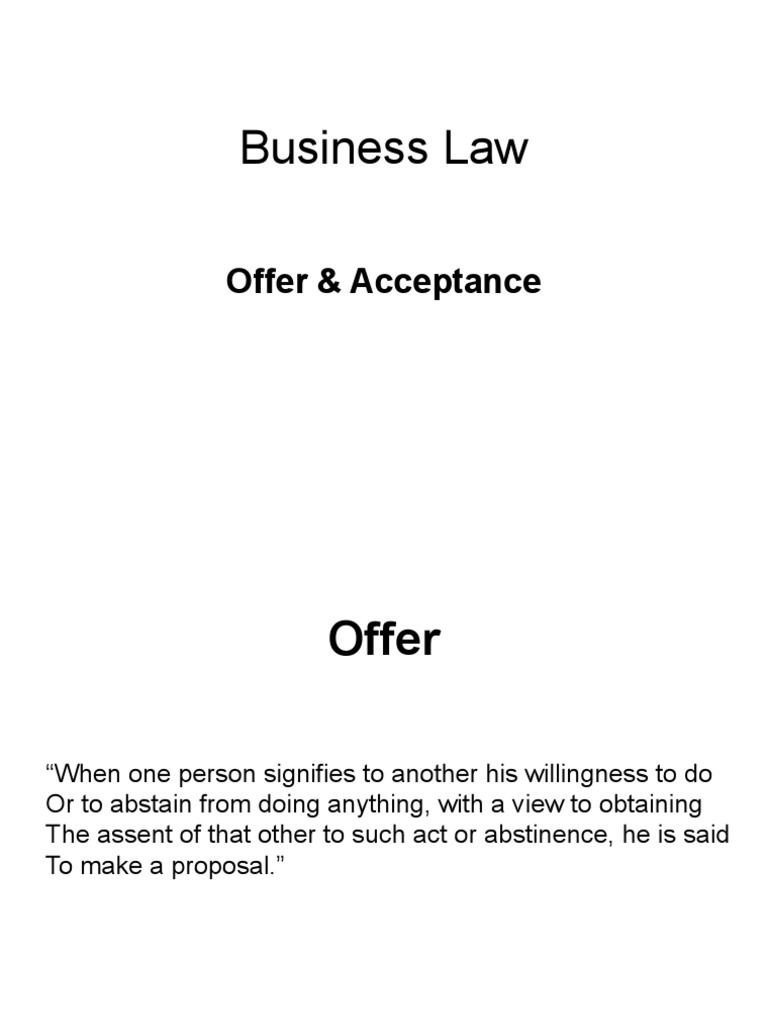 Essentials of Offer and Acceptance in Business Law | PDF | Offer And ...