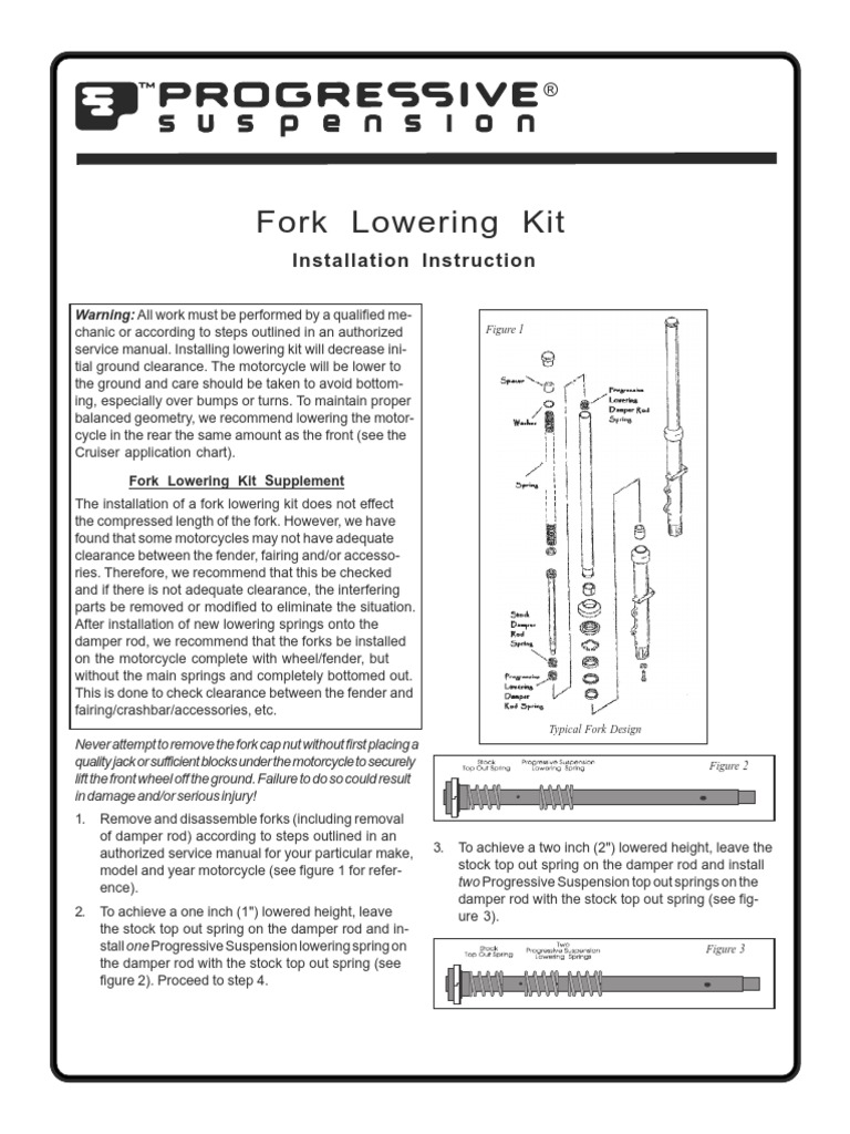 Fork Lowering Kit Installation Instructions PDF Wheeled Vehicles